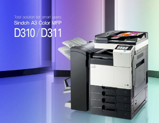 Printer sales Crawley West Sussex A total solution Sindoh D311 A3 Colour MFP - 28 ppm Manufactured by Sindoh, this 28 ppm Colour MFP is a high quality A3/A4 colour copier, Printer, Colour Scanner, with 7 inch colour display, NFC and AIRPRINT as standard. A perfect fit for the smart office environment
